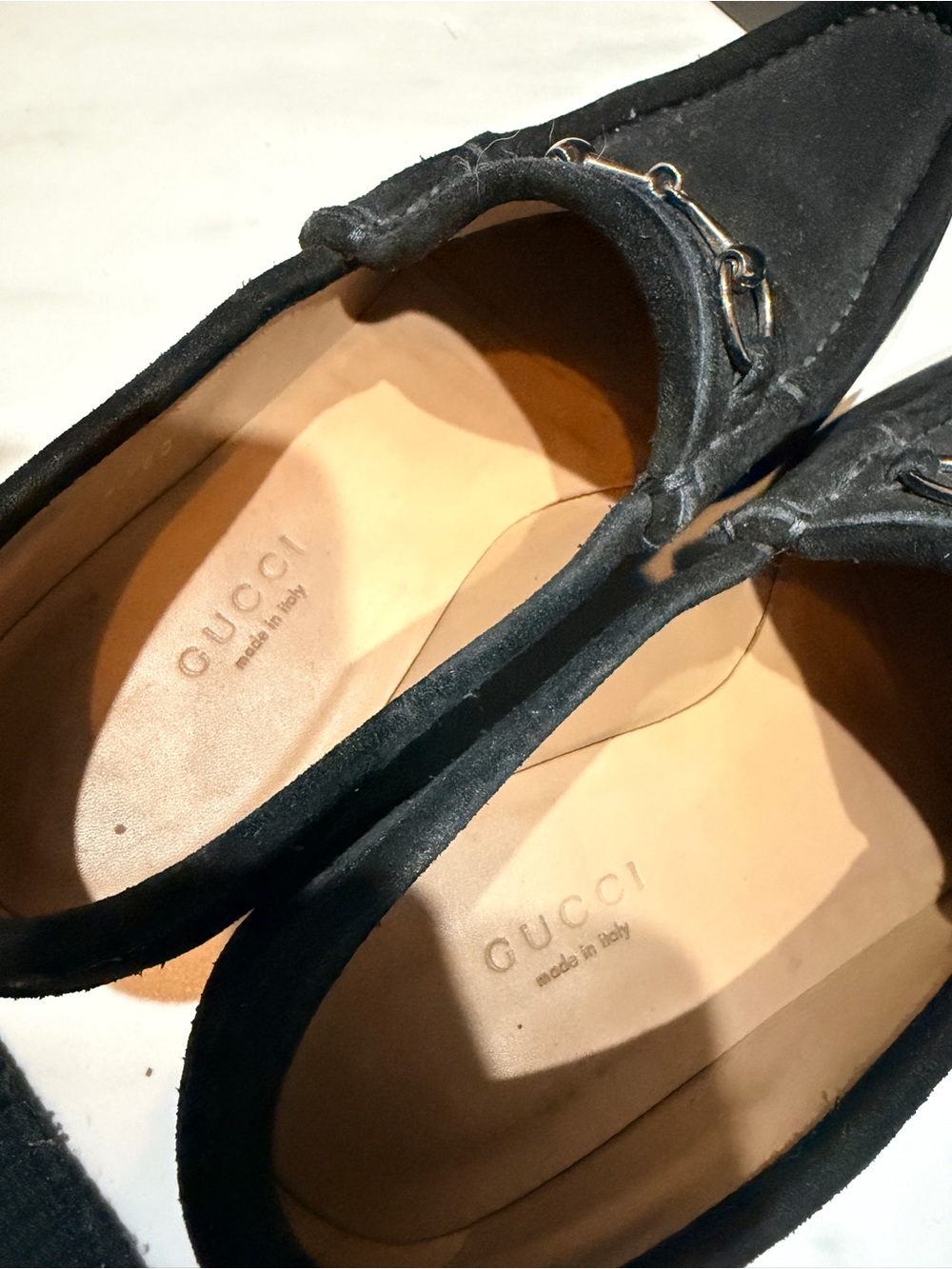 Gucci Black Suede Loafers with Silver Horse Bite Accents size 6.5 - Picture 6 of 8